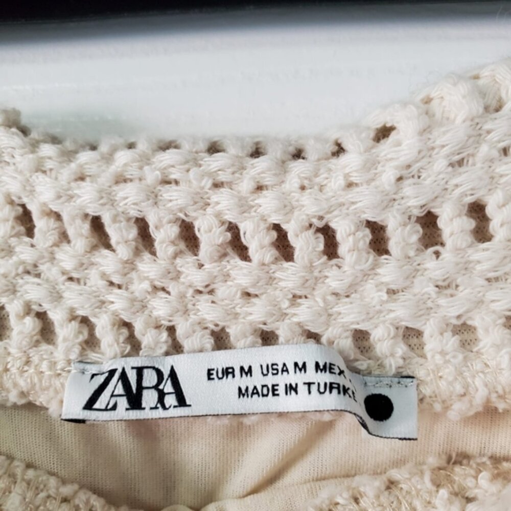 Zara Butter Yellow Floral Crochet Hippie Festival Coachella 90s Lined Skirt M - Picture 4 of 8